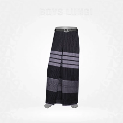 Boys Lungi-Black Grey Dobby